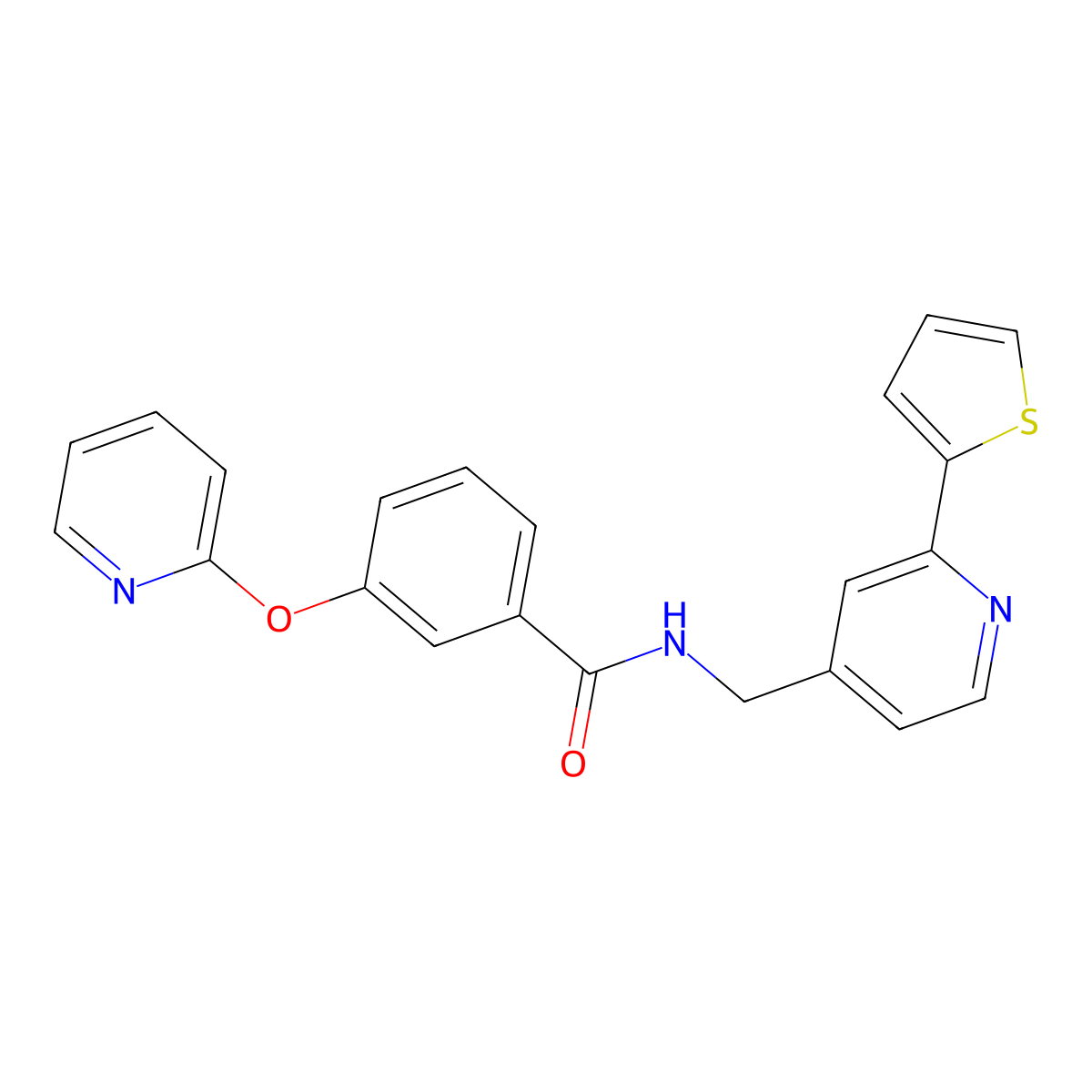 3-(pyridin-2-yloxy)-N-((2-(thiophen-2-yl)pyridin-4-yl)methyl)benzamide molecular structure, CAS 1903172-08-6