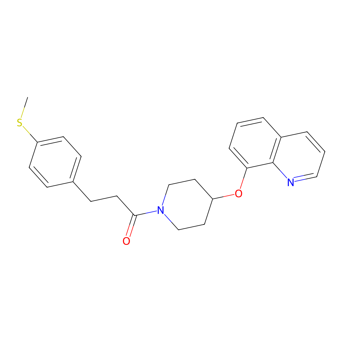 3-(4-(Methylthio)phenyl)-1-(4-(quinolin-8-yloxy)piperidin-1-yl)propan-1-one molecular structure, CAS 1903172-97-3