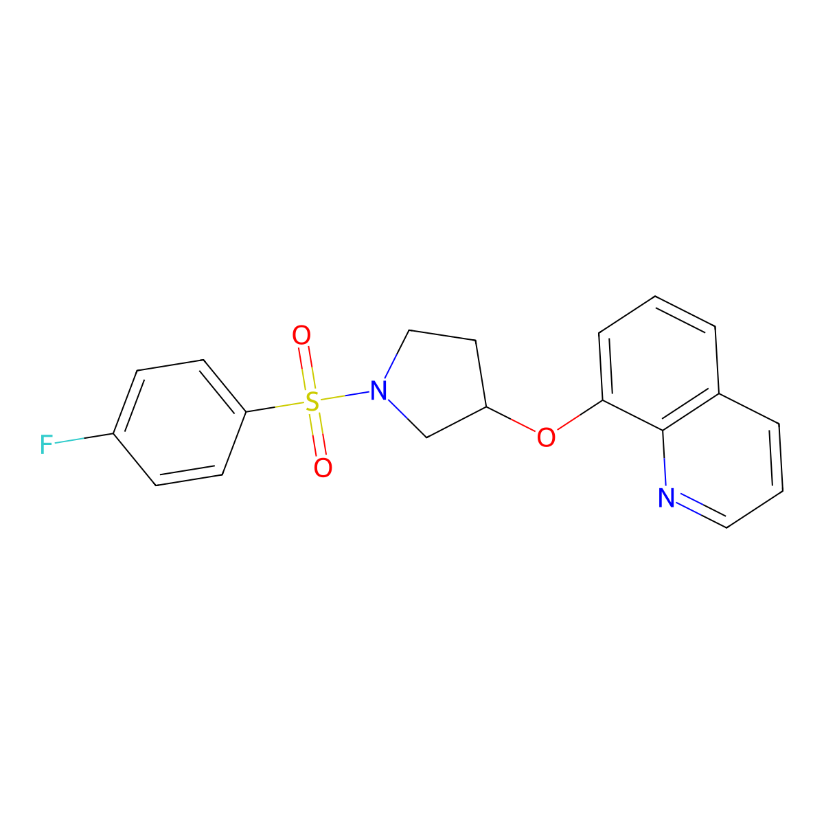 8-{[1-(4-Fluorobenzenesulfonyl)pyrrolidin-3-yl]oxy}quinoline molecular structure, CAS 1903175-24-5