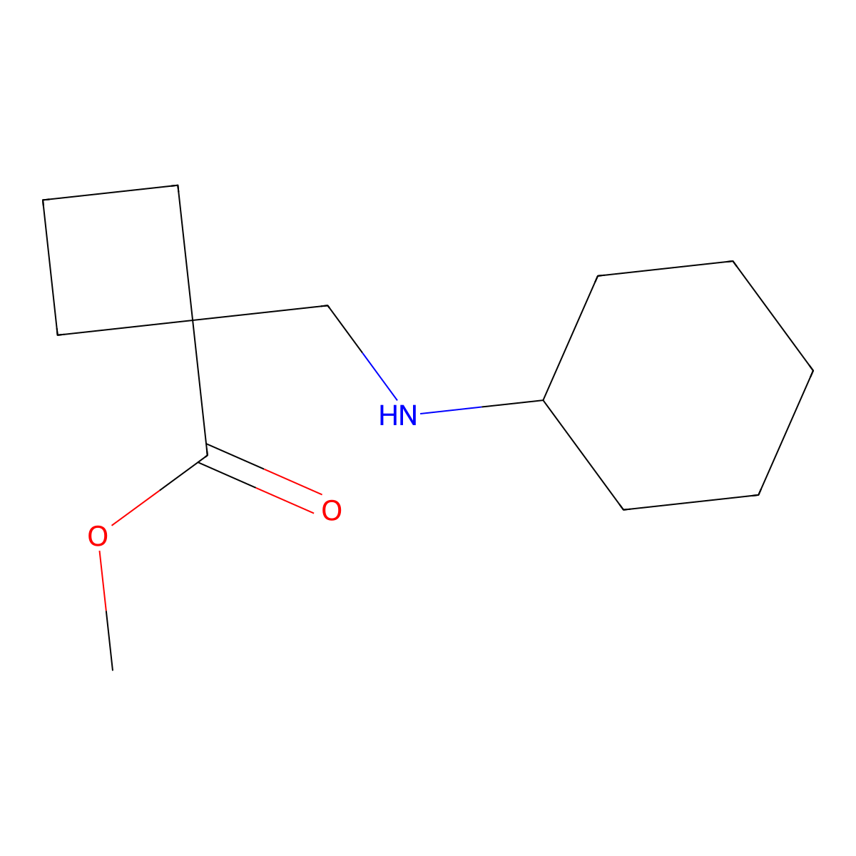 Methyl 1-[(cyclohexylamino)methyl]cyclobutane-1-carboxylate molecular structure, CAS 1903176-99-7