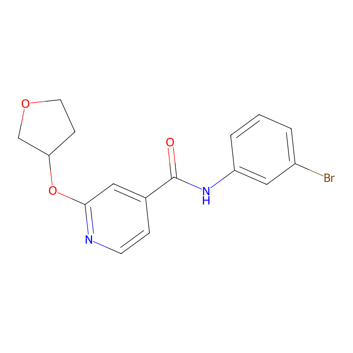 N-(3-bromophenyl)-2-((tetrahydrofuran-3-yl)oxy)isonicotinamide molecular structure, CAS 1903182-93-3