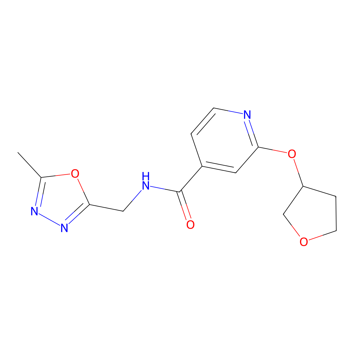 N-((5-methyl-1,3,4-oxadiazol-2-yl)methyl)-2-((tetrahydrofuran-3-yl)oxy)isonicotinamide molecular structure, CAS 1903183-24-3
