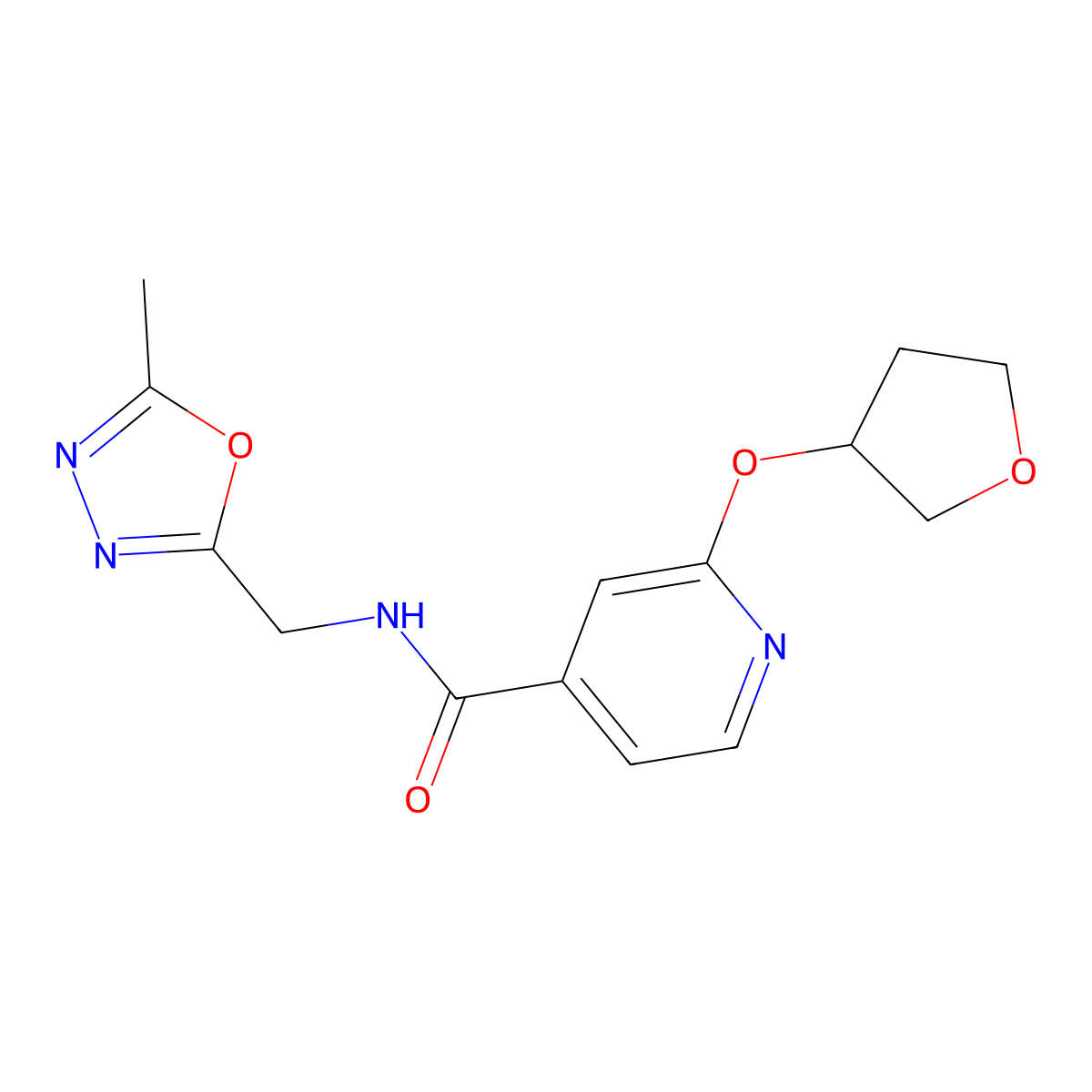 N-((5-methyl-1,3,4-oxadiazol-2-yl)methyl)-2-((tetrahydrofuran-3-yl)oxy)isonicotinamide molecular structure, CAS 1903183-24-3