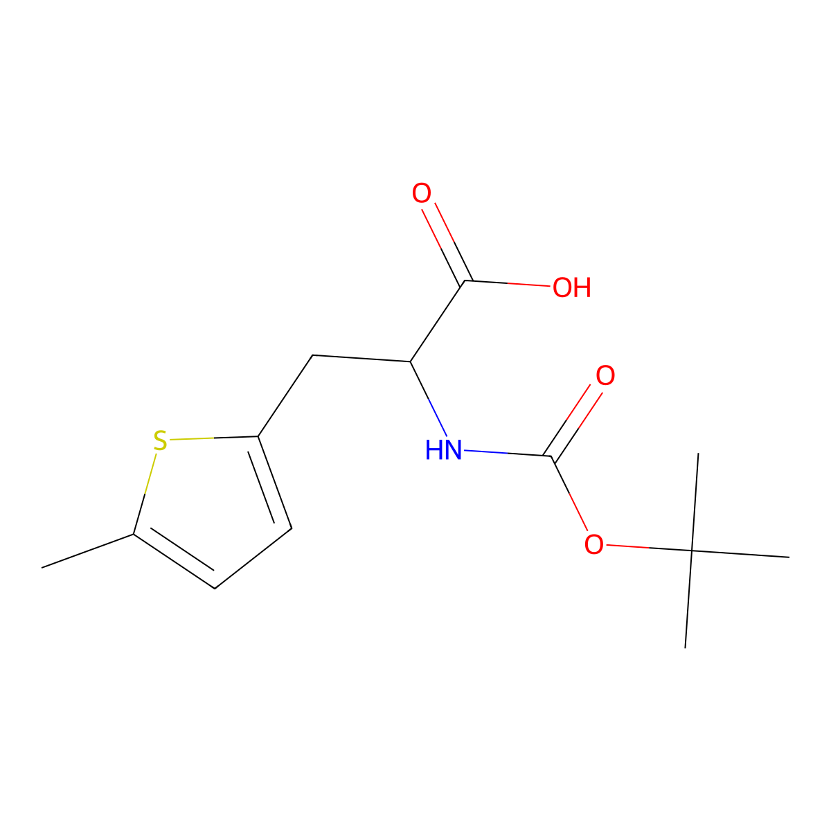 (2S)-2-(tert-butoxycarbonylamino)-3-(5-methyl-2-thienyl)propanoic acid molecular structure, CAS 190319-96-1