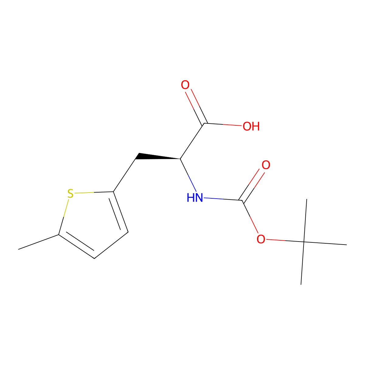 (2S)-2-(tert-butoxycarbonylamino)-3-(5-methyl-2-thienyl)propanoic acid molecular structure, CAS 190319-96-1