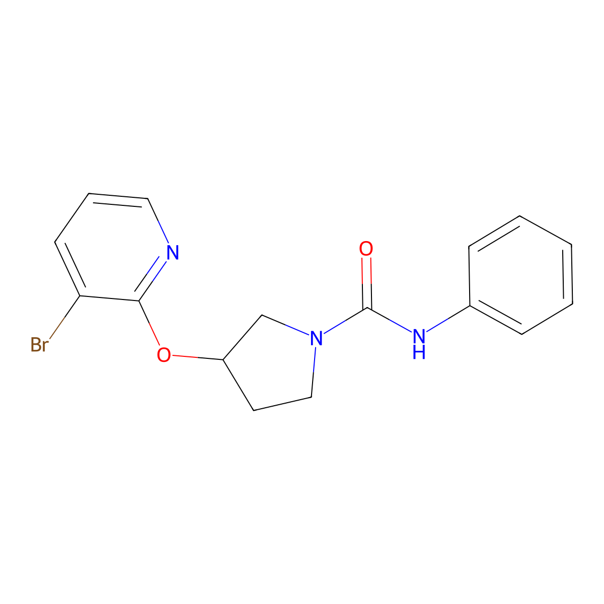 3-((3-bromopyridin-2-yl)oxy)-N-phenylpyrrolidine-1-carboxamide molecular structure, CAS 1903194-26-2