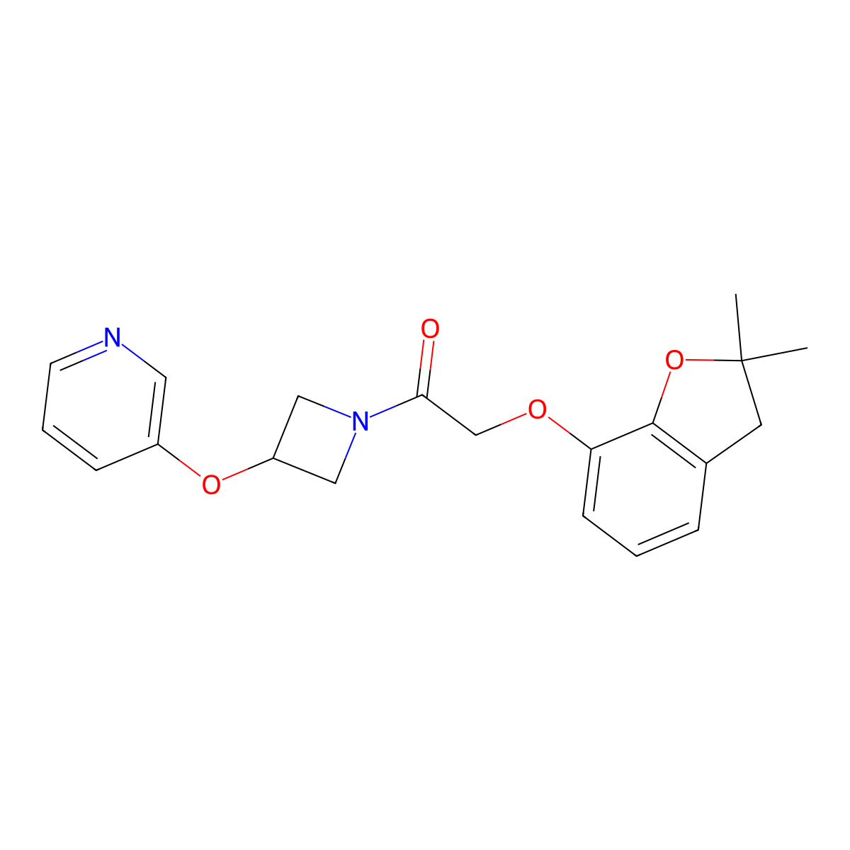 2-((2,2-Dimethyl-2,3-dihydrobenzofuran-7-yl)oxy)-1-(3-(pyridin-3-yloxy)azetidin-1-yl)ethanone molecular structure, CAS 1903197-91-0