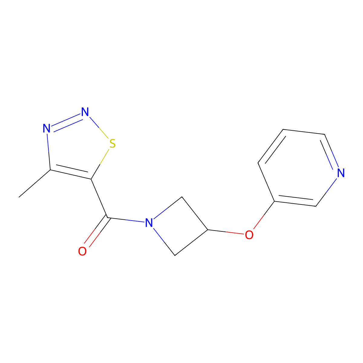 (4-Methyl-1,2,3-thiadiazol-5-yl)(3-(pyridin-3-yloxy)azetidin-1-yl)methanone molecular structure, CAS 1903198-50-4