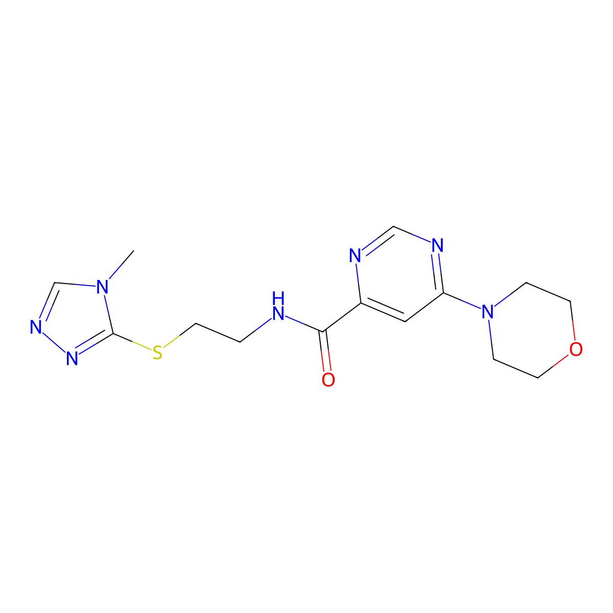N-(2-((4-methyl-4H-1,2,4-triazol-3-yl)thio)ethyl)-6-morpholinopyrimidine-4-carboxamide molecular structure, CAS 1903199-28-9