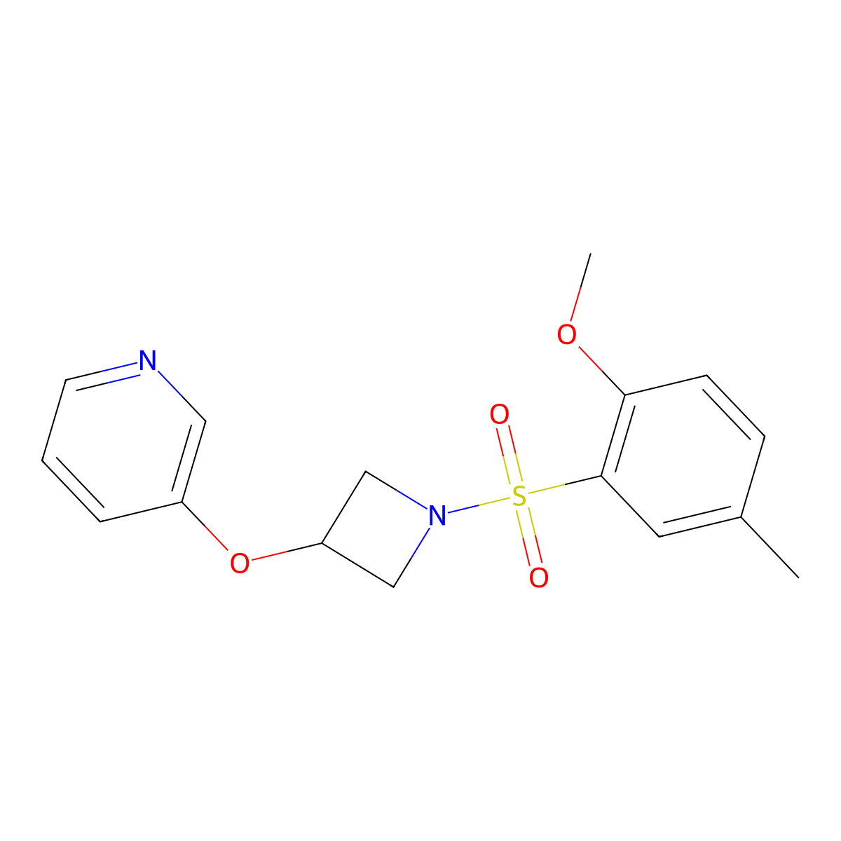 3-((1-((2-Methoxy-5-methylphenyl)sulfonyl)azetidin-3-yl)oxy)pyridine molecular structure, CAS 1903200-18-9