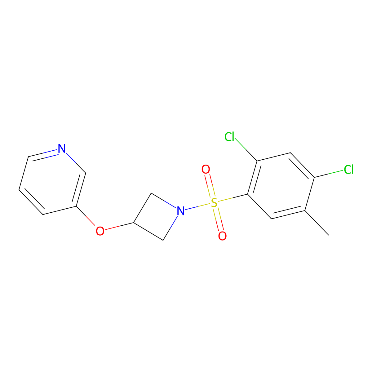 3-((1-((2,4-Dichloro-5-methylphenyl)sulfonyl)azetidin-3-yl)oxy)pyridine molecular structure, CAS 1903202-79-8