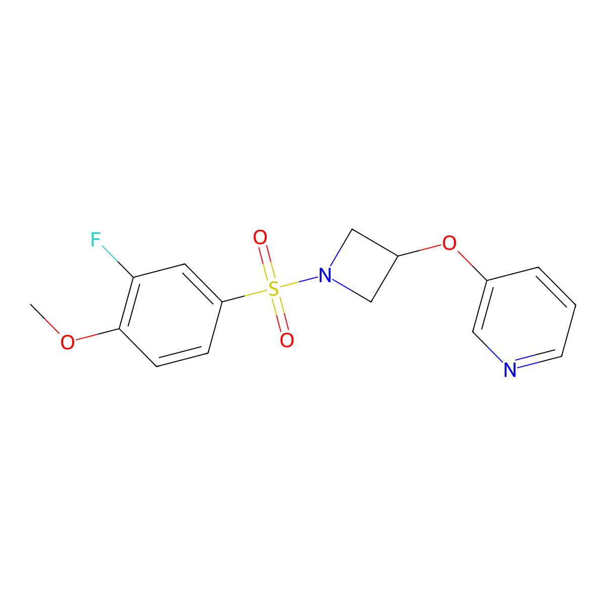 3-((1-((3-Fluoro-4-methoxyphenyl)sulfonyl)azetidin-3-yl)oxy)pyridine molecular structure, CAS 1903202-84-5