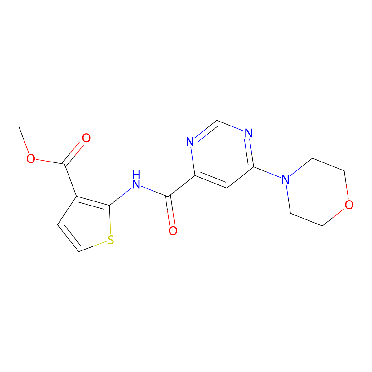Methyl 2-(6-morpholinopyrimidine-4-carboxamido)thiophene-3-carboxylate molecular structure, CAS 1903204-53-4