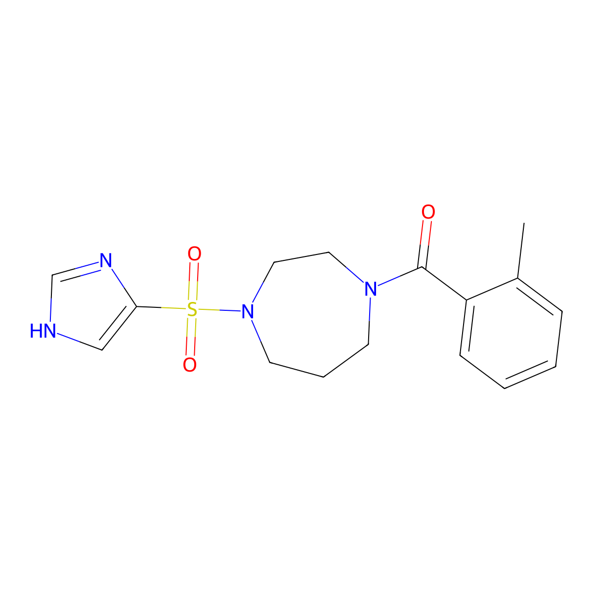 (4-((1H-imidazol-4-yl)sulfonyl)-1,4-diazepan-1-yl)(o-tolyl)methanone molecular structure, CAS 1903207-66-8