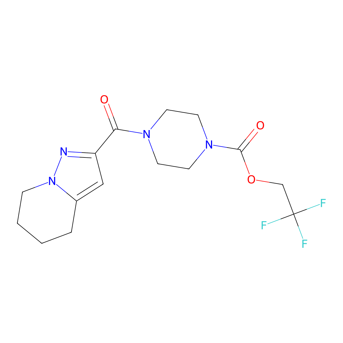 2,2,2-Trifluoroethyl 4-(4,5,6,7-tetrahydropyrazolo[1,5-a]pyridine-2-carbonyl)piperazine-1-carboxylate molecular structure, CAS 1903214-49-2