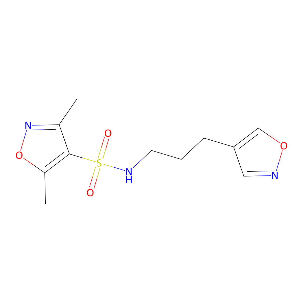 N-(3-(isoxazol-4-yl)propyl)-3,5-dimethylisoxazole-4-sulfonamide molecular structure, CAS 1903219-09-9