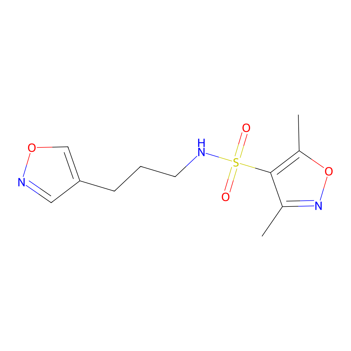N-(3-(isoxazol-4-yl)propyl)-3,5-dimethylisoxazole-4-sulfonamide molecular structure, CAS 1903219-09-9