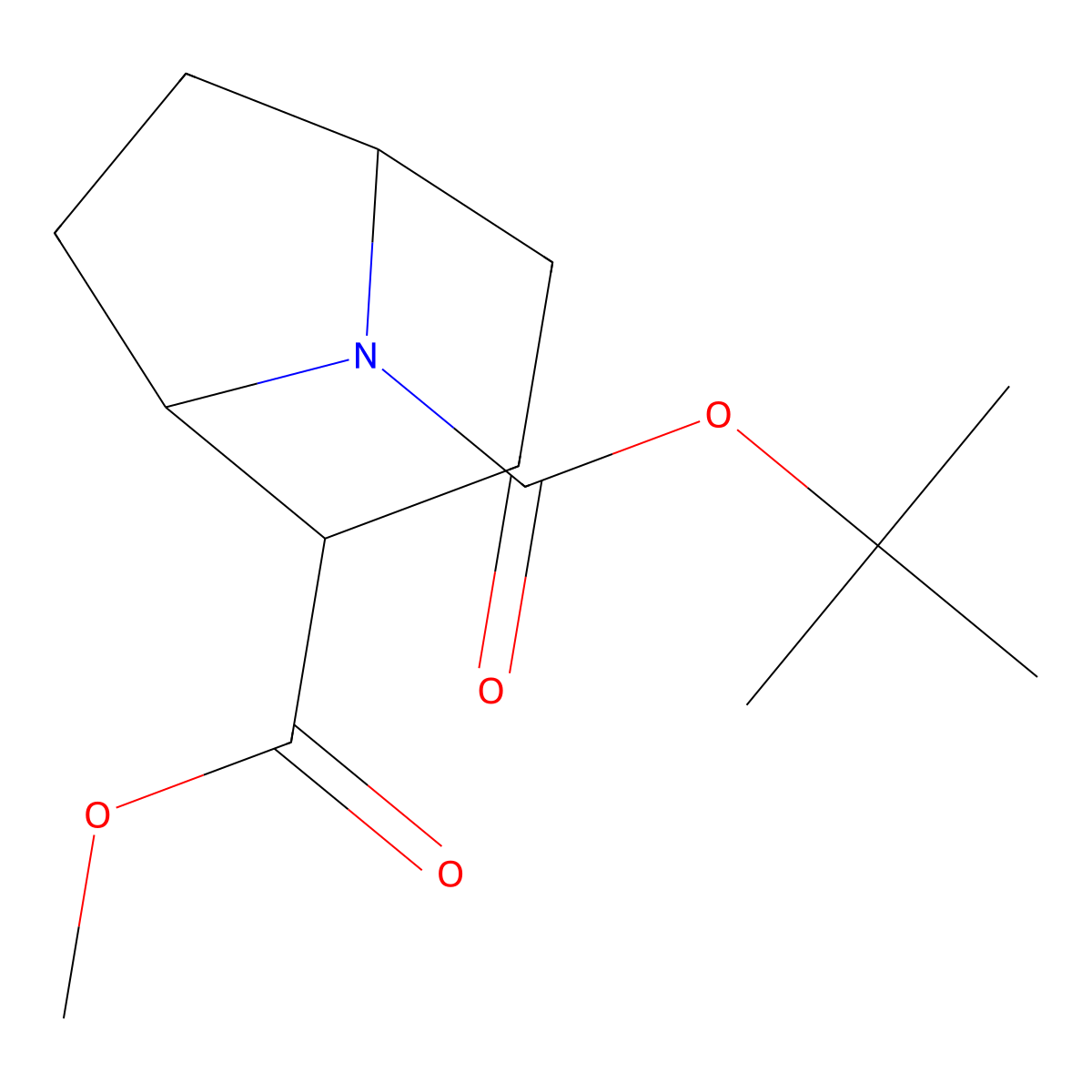 O8-tert-butyl O2-methyl endo-8-azabicyclo[3.2.1]octane-2,8-dicarboxylate molecular structure, CAS 190322-72-6