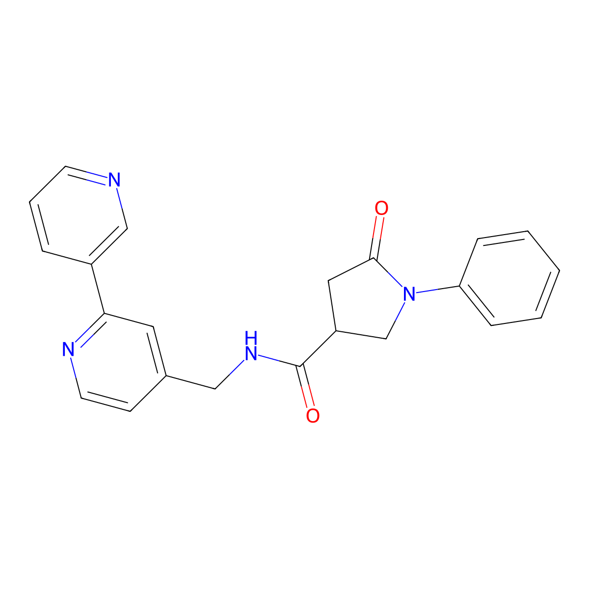 N-({[2,3'-bipyridine]-4-yl}methyl)-5-oxo-1-phenylpyrrolidine-3-carboxamide molecular structure, CAS 1903220-69-8