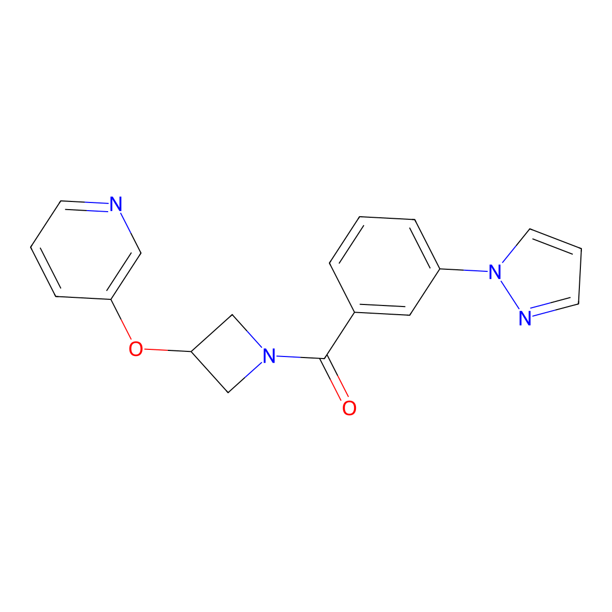 (3-(1H-pyrazol-1-yl)phenyl)(3-(pyridin-3-yloxy)azetidin-1-yl)methanone molecular structure, CAS 1903225-65-9