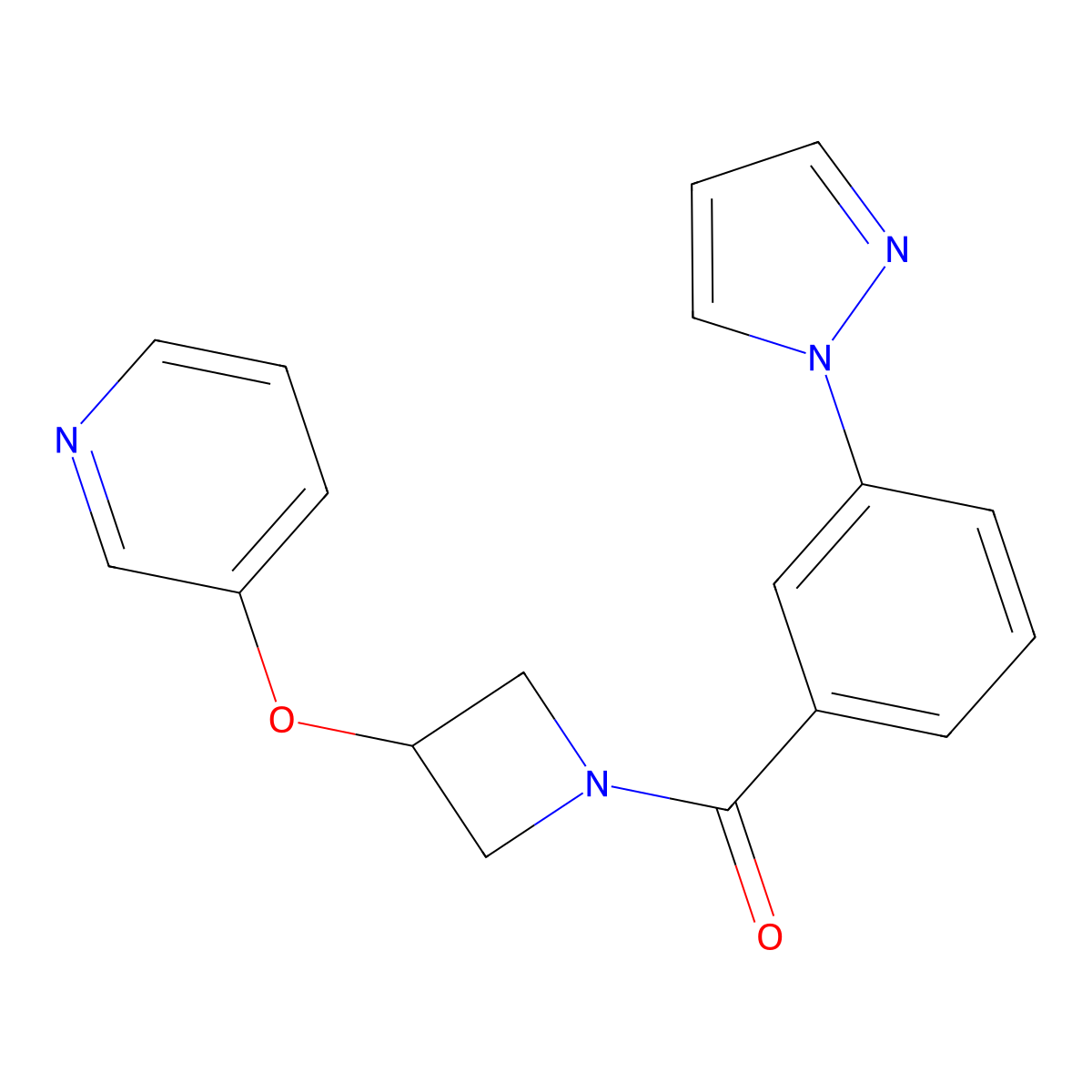 (3-(1H-pyrazol-1-yl)phenyl)(3-(pyridin-3-yloxy)azetidin-1-yl)methanone molecular structure, CAS 1903225-65-9