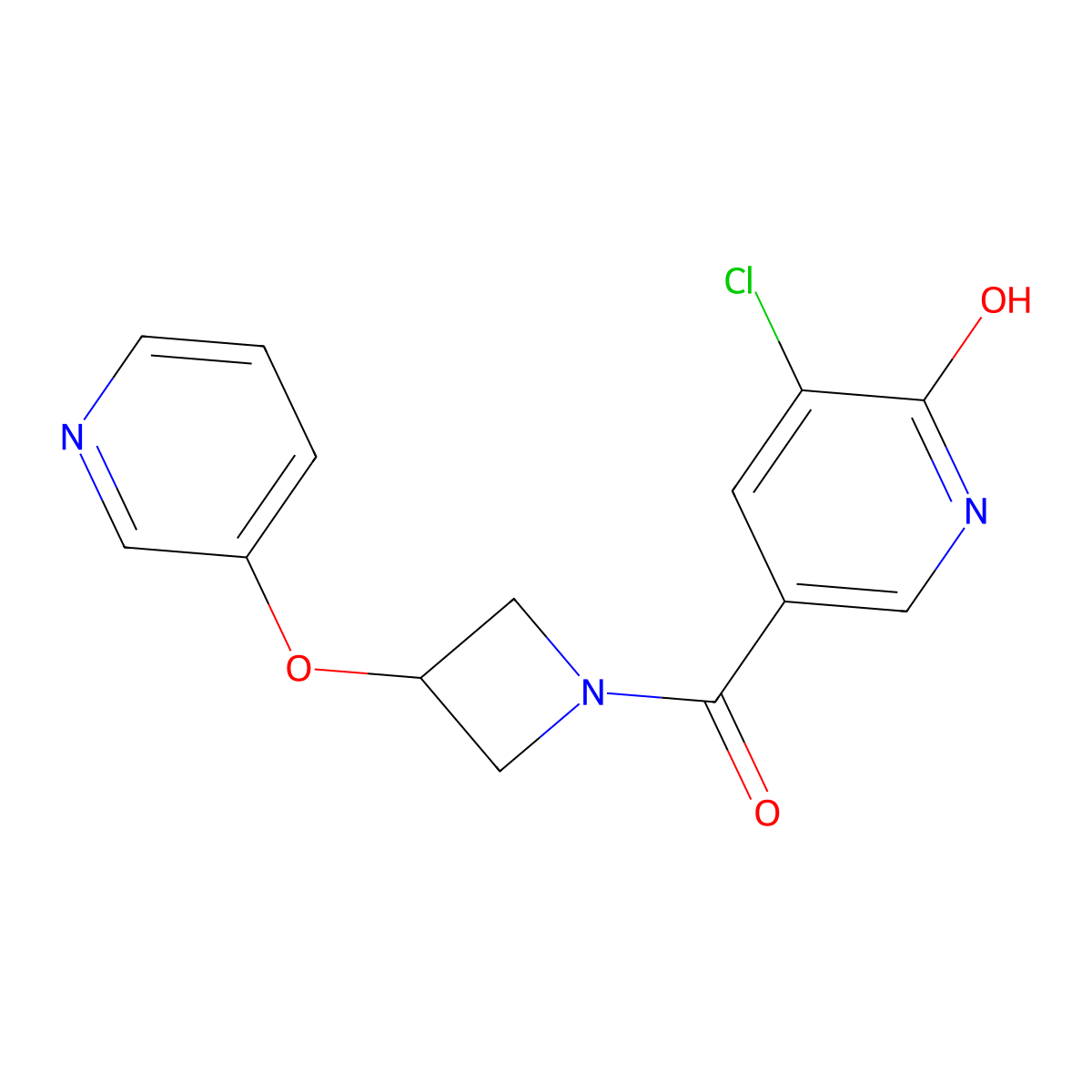 (5-Chloro-6-hydroxypyridin-3-yl)(3-(pyridin-3-yloxy)azetidin-1-yl)methanone molecular structure, CAS 1903225-76-2