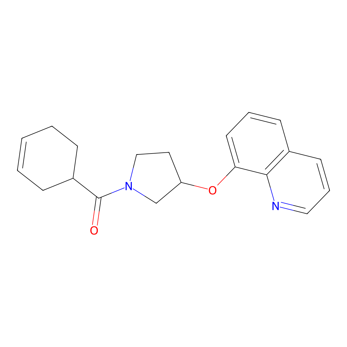 Cyclohex-3-en-1-yl(3-(quinolin-8-yloxy)pyrrolidin-1-yl)methanone molecular structure, CAS 1903225-92-2