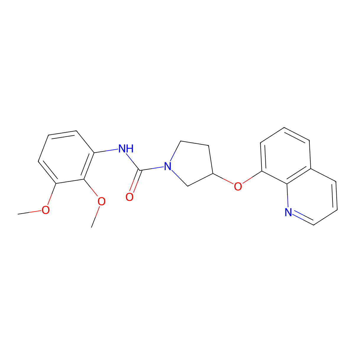 N-(2,3-dimethoxyphenyl)-3-(quinolin-8-yloxy)pyrrolidine-1-carboxamide molecular structure, CAS 1903226-39-0