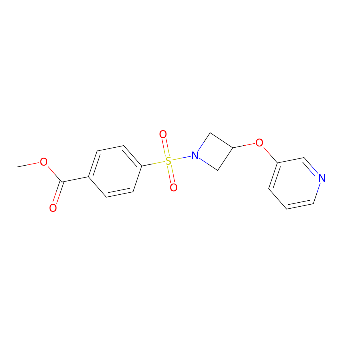 Methyl 4-((3-(pyridin-3-yloxy)azetidin-1-yl)sulfonyl)benzoate molecular structure, CAS 1903226-40-3