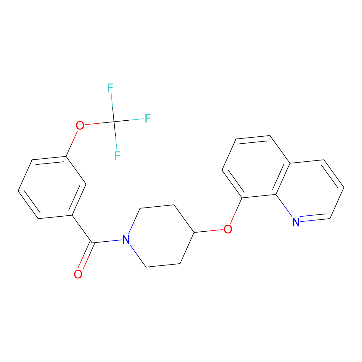 (4-(Quinolin-8-yloxy)piperidin-1-yl)(3-(trifluoromethoxy)phenyl)methanone molecular structure, CAS 1903228-35-2