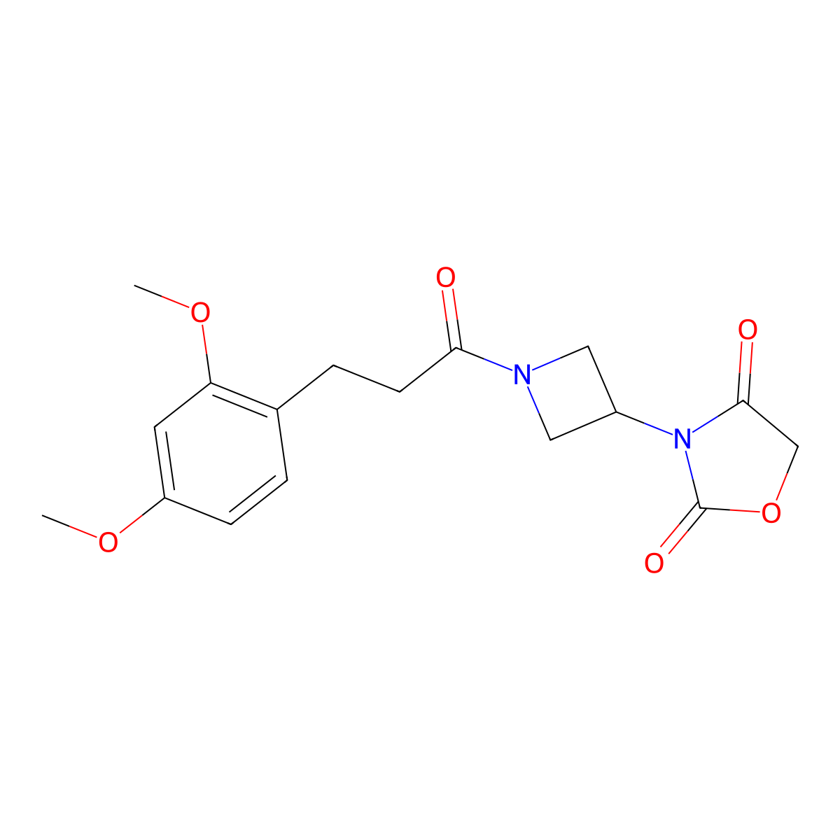 3-(1-(3-(2,4-Dimethoxyphenyl)propanoyl)azetidin-3-yl)oxazolidine-2,4-dione molecular structure, CAS 1903228-62-5