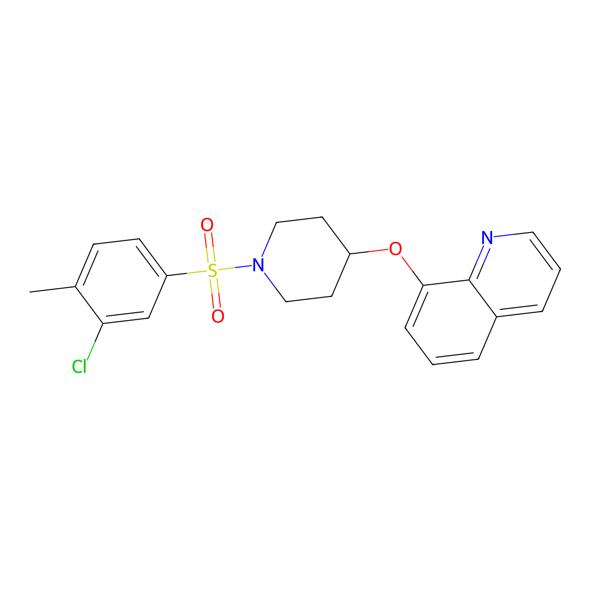 8-((1-((3-Chloro-4-methylphenyl)sulfonyl)piperidin-4-yl)oxy)quinoline molecular structure, CAS 1903228-64-7