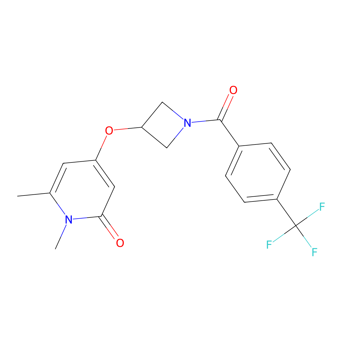 1,6-dimethyl-4-((1-(4-(trifluoromethyl)benzoyl)azetidin-3-yl)oxy)pyridin-2(1H)-one molecular structure, CAS 1903229-74-2