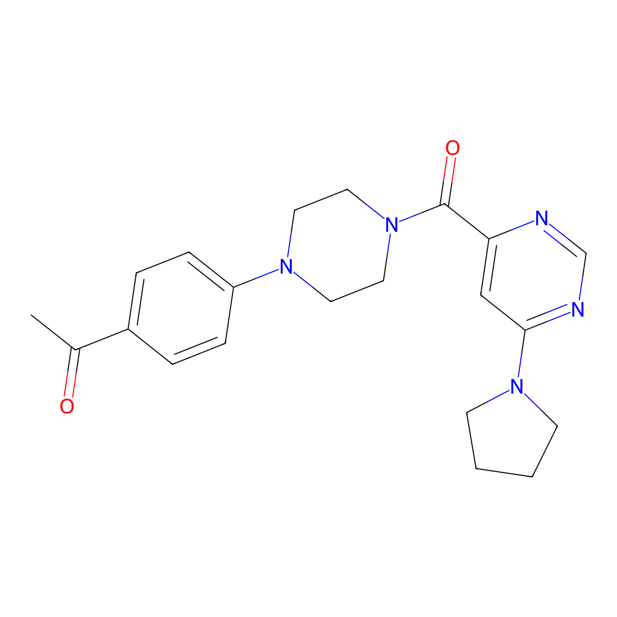1-(4-(4-(6-(Pyrrolidin-1-yl)pyrimidine-4-carbonyl)piperazin-1-yl)phenyl)ethanone molecular structure, CAS 1903232-33-6