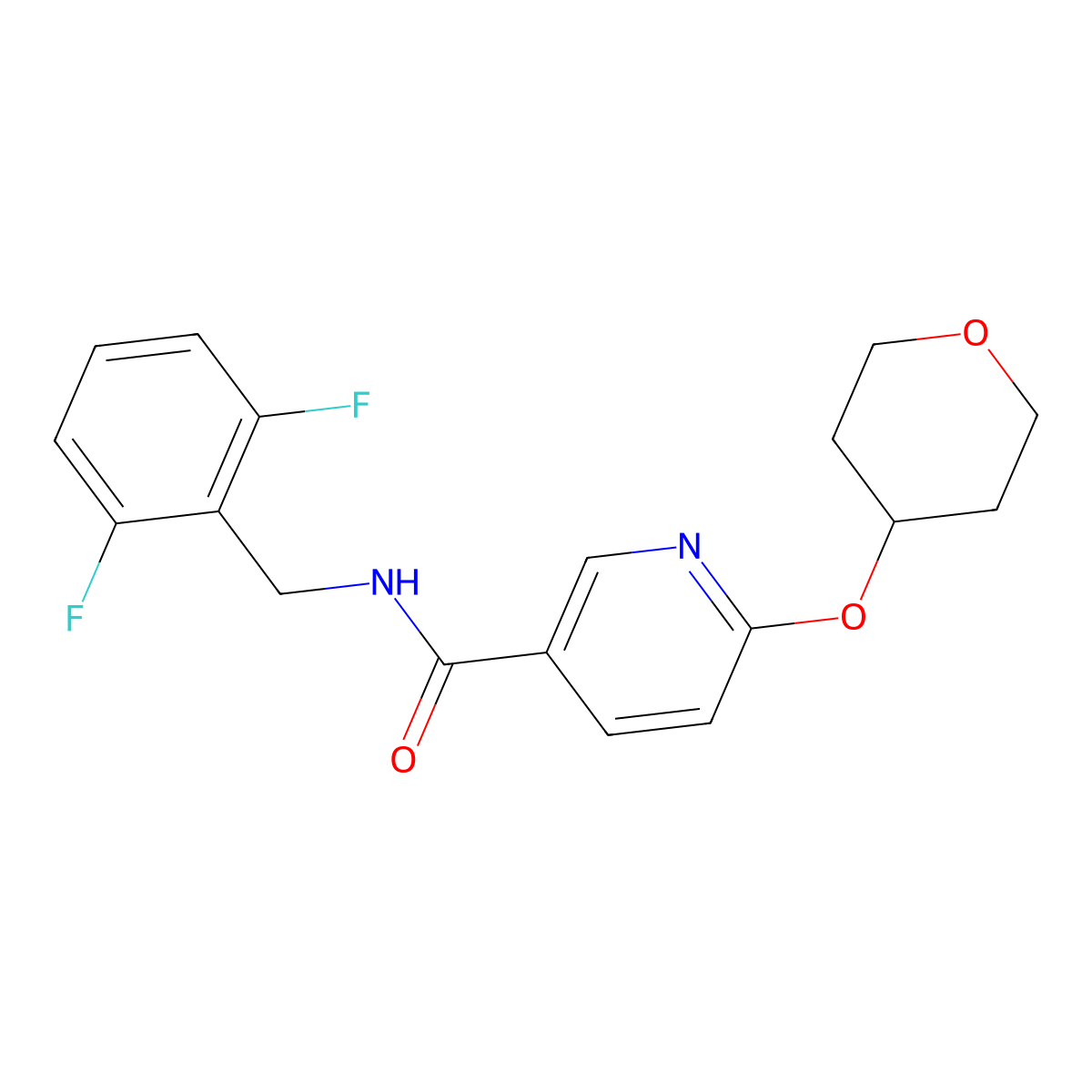 N-(2,6-difluorobenzyl)-6-((tetrahydro-2H-pyran-4-yl)oxy)nicotinamide molecular structure, CAS 1903233-11-3