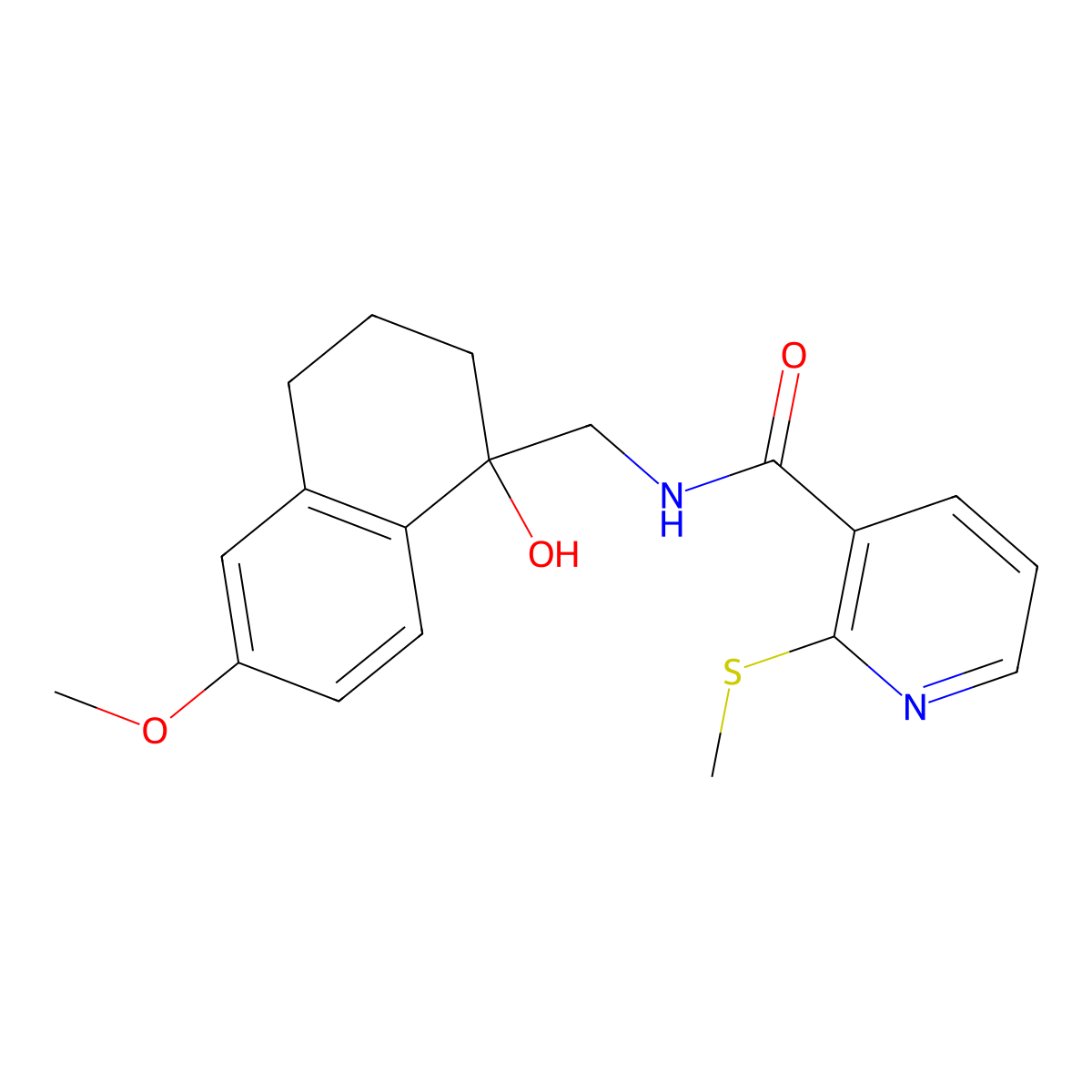 N-[(1-hydroxy-6-methoxy-1,2,3,4-tetrahydronaphthalen-1-yl)methyl]-2-(methylsulfanyl)pyridine-3-carboxamide molecular structure, CAS 1903233-14-6