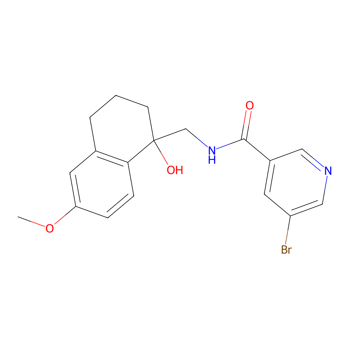 5-bromo-N-[(1-hydroxy-6-methoxy-1,2,3,4-tetrahydronaphthalen-1-yl)methyl]pyridine-3-carboxamide molecular structure, CAS 1903233-23-7