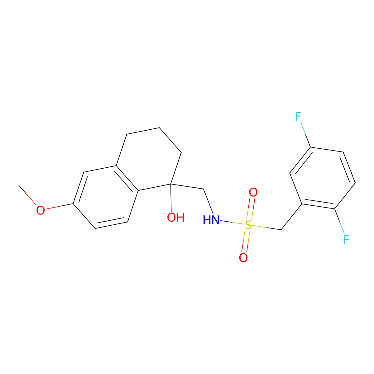 1-(2,5-difluorophenyl)-N-[(1-hydroxy-6-methoxy-1,2,3,4-tetrahydronaphthalen-1-yl)methyl]methanesulfonamide molecular structure, CAS 1903234-02-5