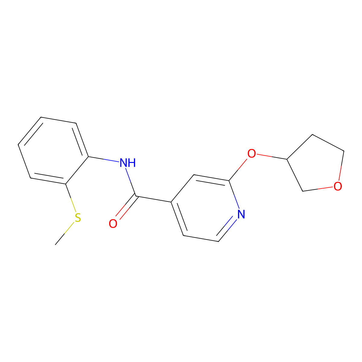 N-(2-(methylthio)phenyl)-2-((tetrahydrofuran-3-yl)oxy)isonicotinamide molecular structure, CAS 1903236-12-3