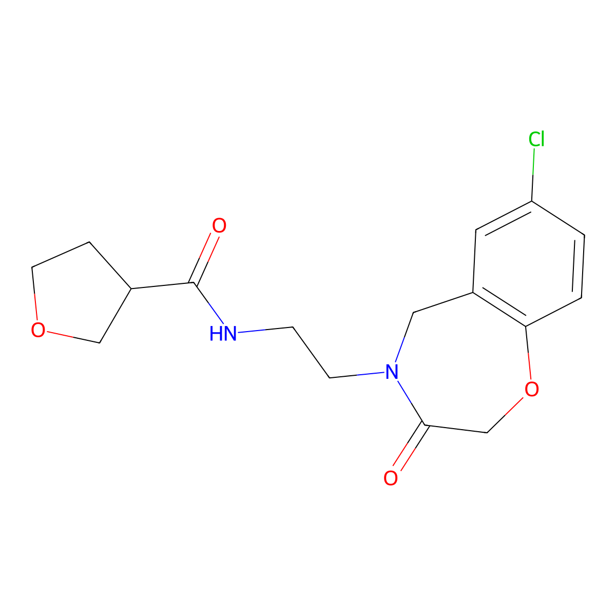 N-(2-(7-chloro-3-oxo-2,3-dihydrobenzo[f][1,4]oxazepin-4(5H)-yl)ethyl)tetrahydrofuran-3-carboxamide molecular structure, CAS 1903236-81-6