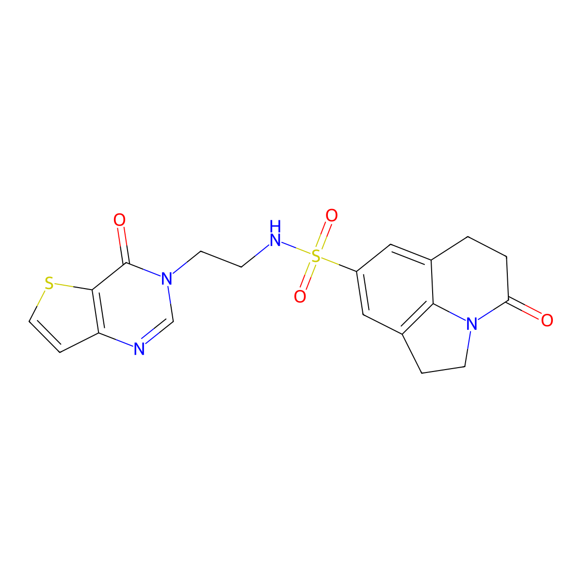 11-oxo-N-(2-{4-oxo-3H,4H-thieno[3,2-d]pyrimidin-3-yl}ethyl)-1-azatricyclo[6.3.1.0^{4,12}]dodeca-4,6,8(12)-triene-6-sulfonamide molecular structure, CAS 1903237-18-2