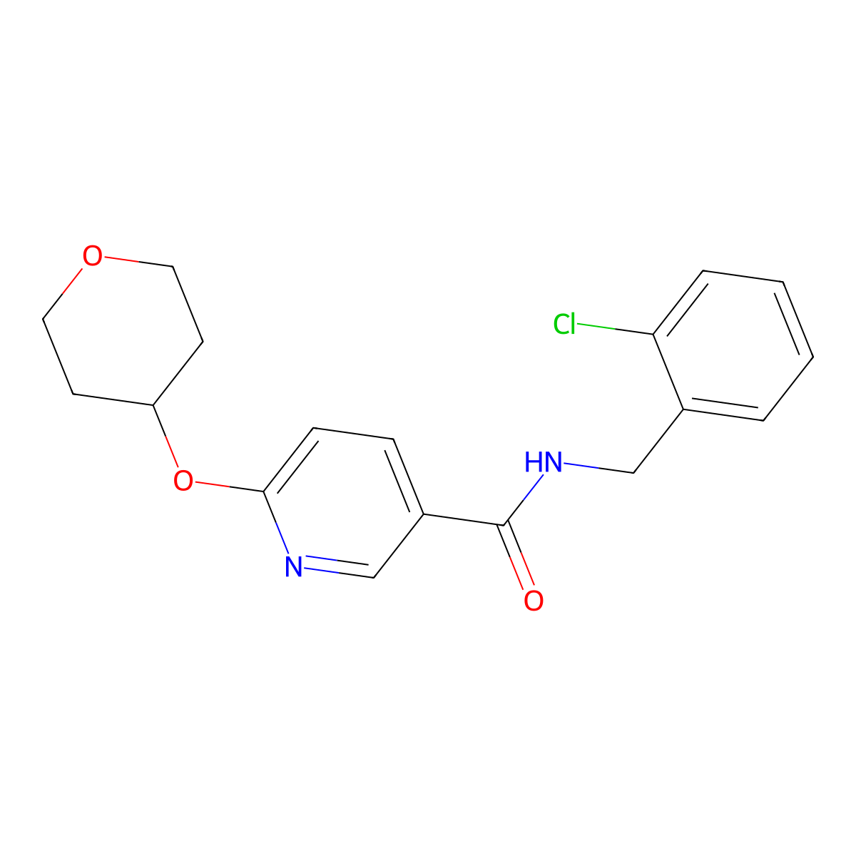 N-(2-chlorobenzyl)-6-((tetrahydro-2H-pyran-4-yl)oxy)nicotinamide molecular structure, CAS 1903240-25-4