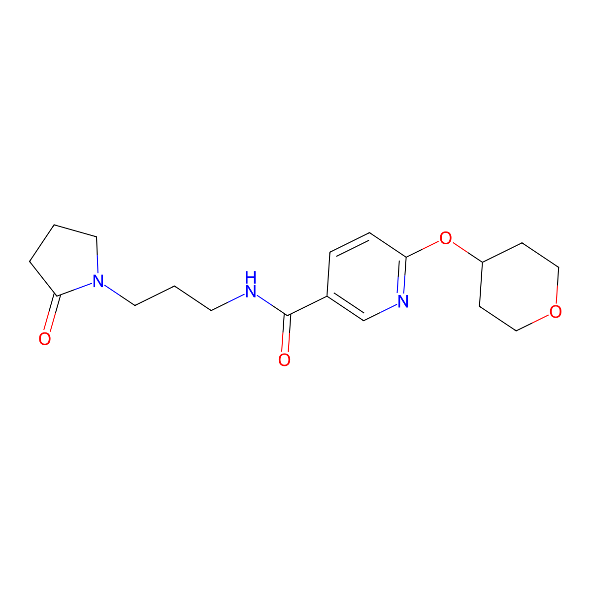 N-(3-(2-oxopyrrolidin-1-yl)propyl)-6-((tetrahydro-2H-pyran-4-yl)oxy)nicotinamide molecular structure, CAS 1903240-44-7