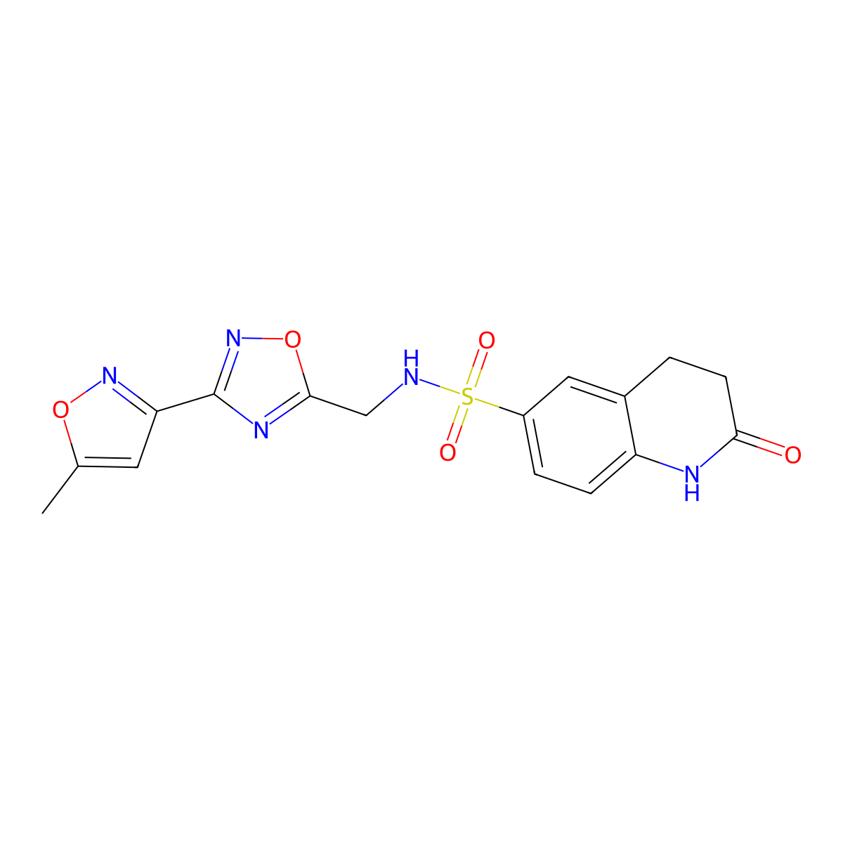 N-((3-(5-methylisoxazol-3-yl)-1,2,4-oxadiazol-5-yl)methyl)-2-oxo-1,2,3,4-tetrahydroquinoline-6-sulfonamide molecular structure, CAS 1903242-89-6