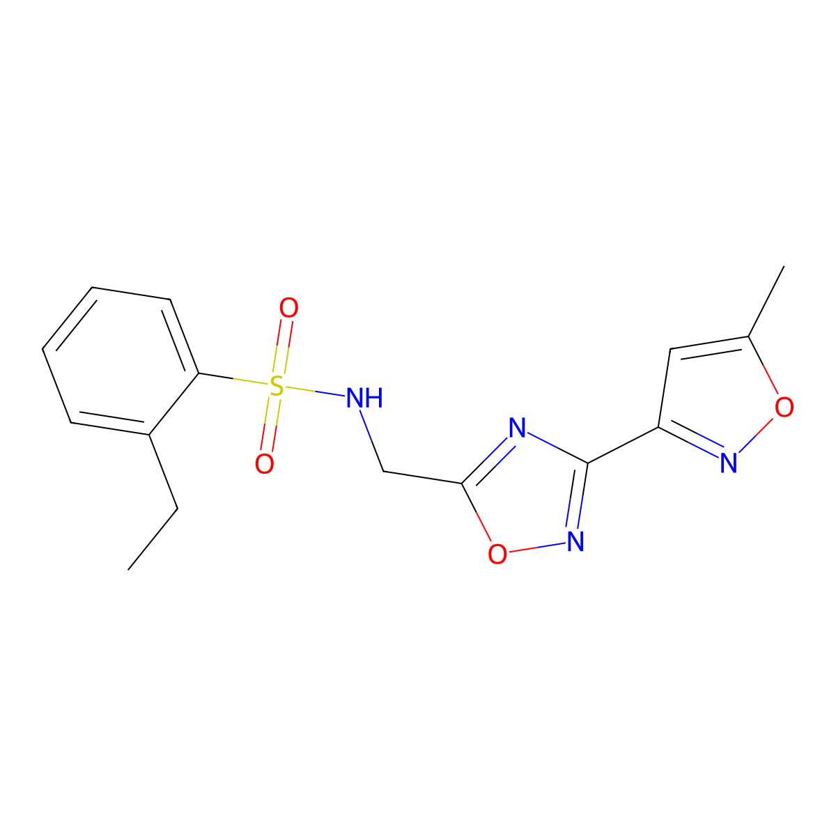 2-ethyl-N-((3-(5-methylisoxazol-3-yl)-1,2,4-oxadiazol-5-yl)methyl)benzenesulfonamide molecular structure, CAS 1903243-01-5
