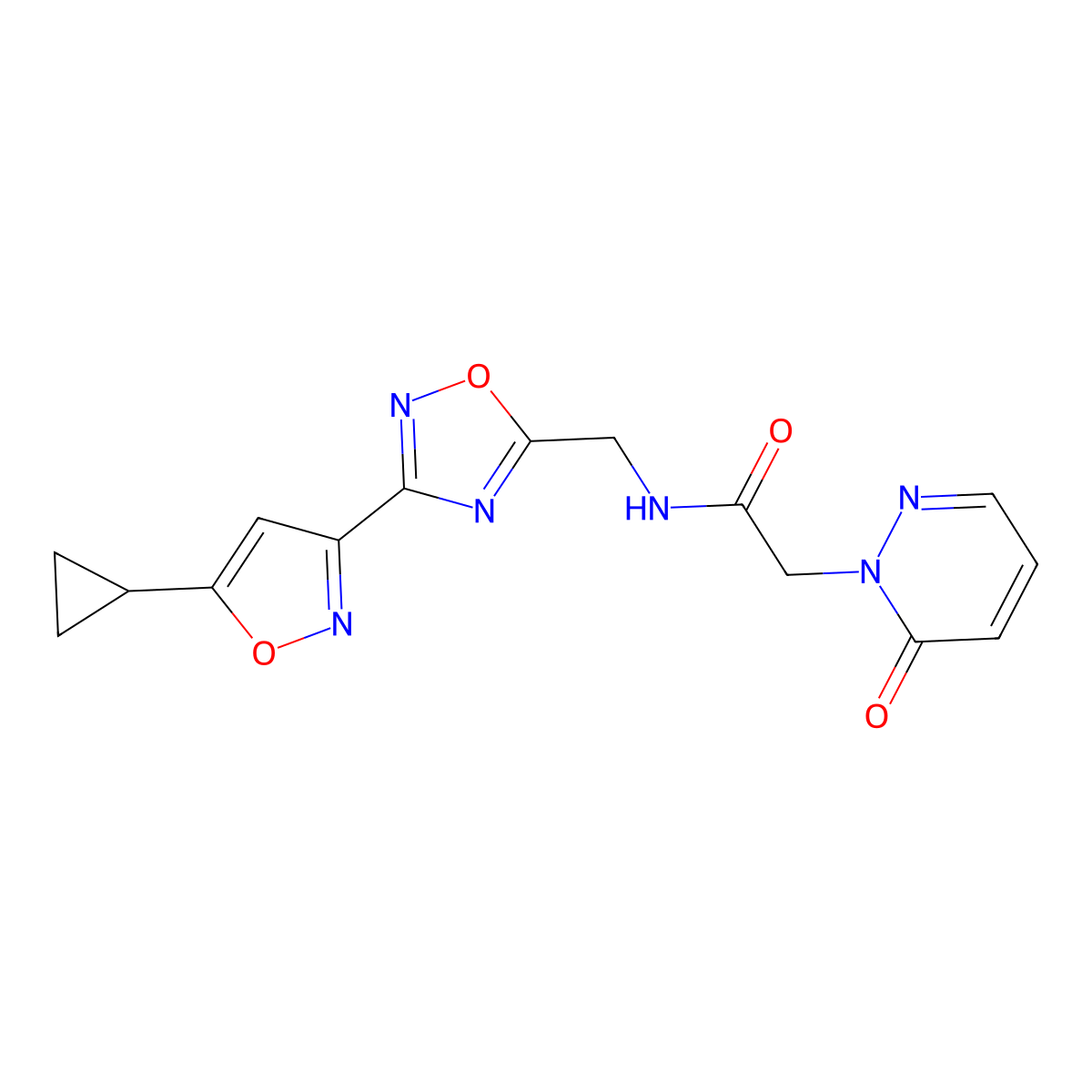 N-((3-(5-cyclopropylisoxazol-3-yl)-1,2,4-oxadiazol-5-yl)methyl)-2-(6-oxopyridazin-1(6H)-yl)acetamide molecular structure, CAS 1903243-14-0