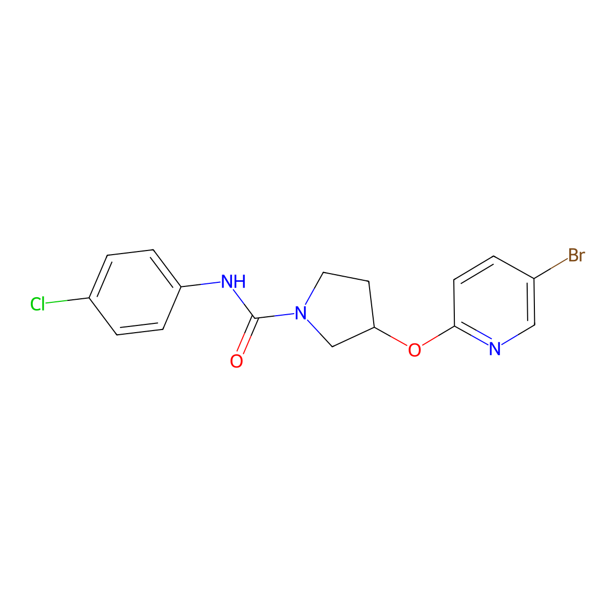 3-((5-bromopyridin-2-yl)oxy)-N-(4-chlorophenyl)pyrrolidine-1-carboxamide molecular structure, CAS 1903243-38-8