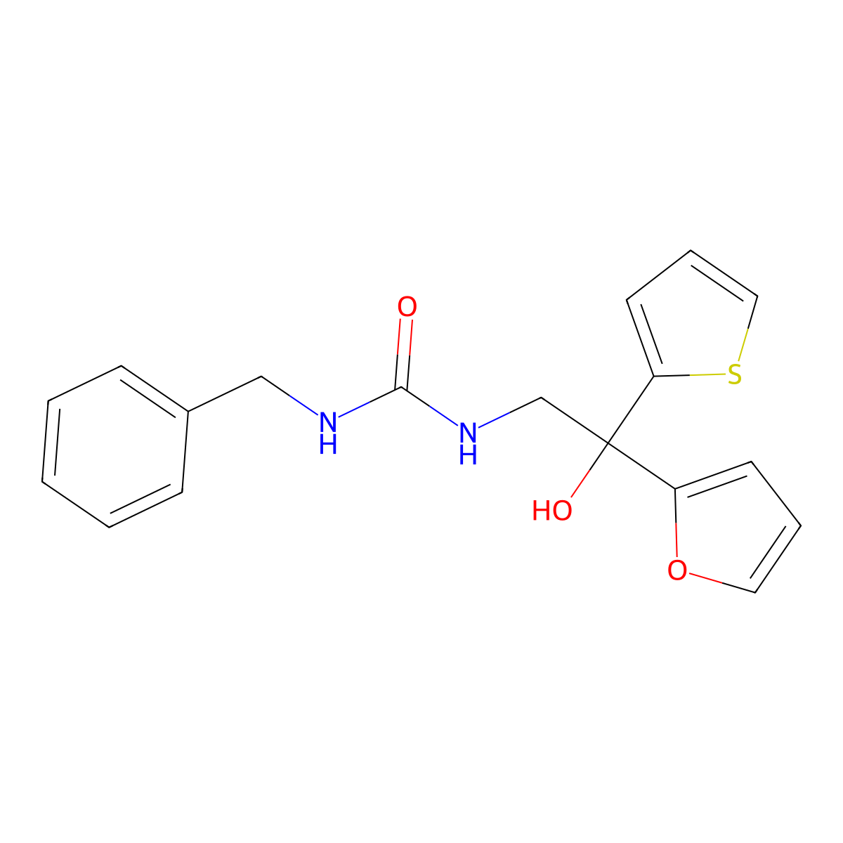1-Benzyl-3-(2-(furan-2-yl)-2-hydroxy-2-(thiophen-2-yl)ethyl)urea molecular structure, CAS 1903244-15-4