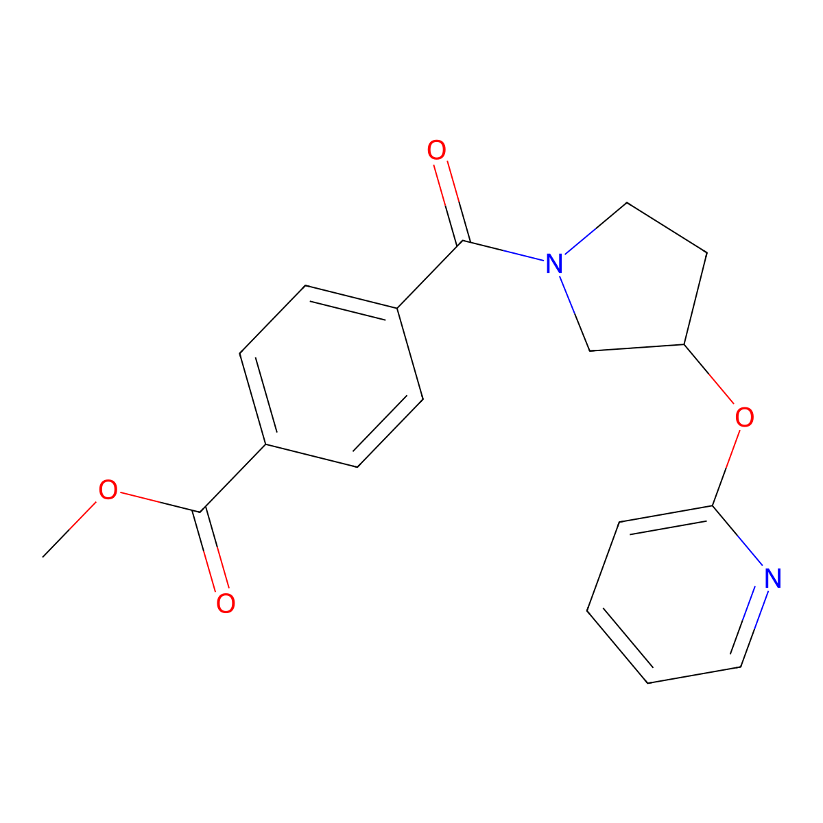 Methyl 4-[3-(pyridin-2-yloxy)pyrrolidine-1-carbonyl]benzoate molecular structure, CAS 1903244-50-7