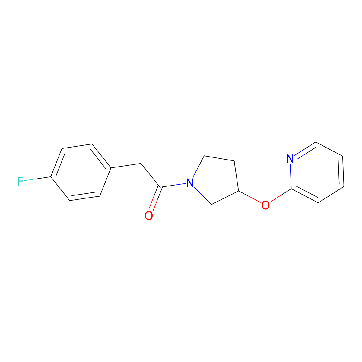2-(4-Fluorophenyl)-1-(3-(pyridin-2-yloxy)pyrrolidin-1-yl)ethanone molecular structure, CAS 1903245-02-2